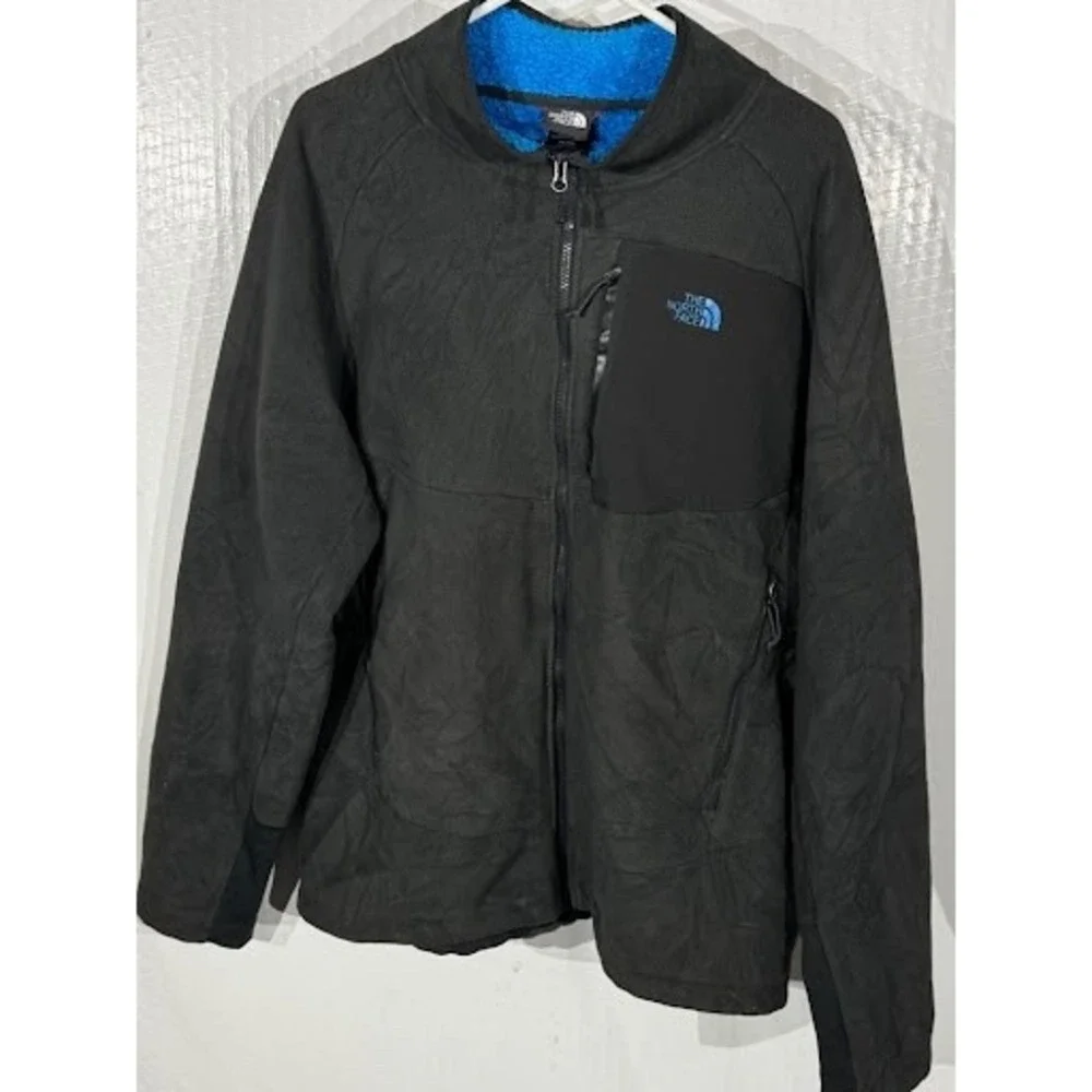 The North Face Full Zip Fleece Jacket Men's XL Black Blue Accent Outdoor